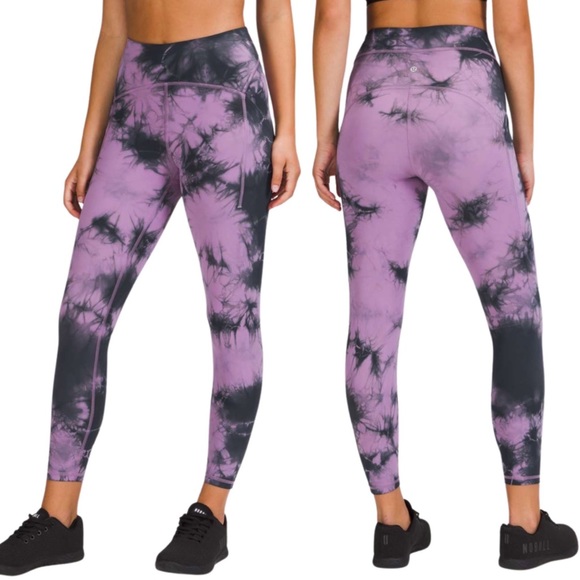 lululemon athletica Pants - EUC Lululemon Power Thru High Rise Tight 25" Over Tie Dye Purple Grey Sz 4 Pants
